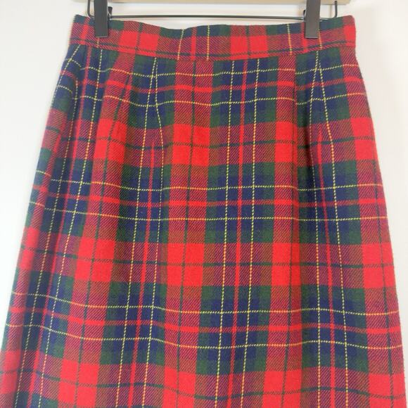 Vintage Casual Corner Womens Skirt 10 Black Red Plaid Wool Blend Academia Y2K 90 - Picture 2 of 9